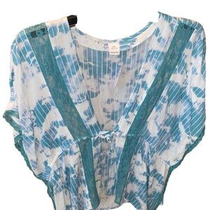 Blue and White Tie-Dye Blouse